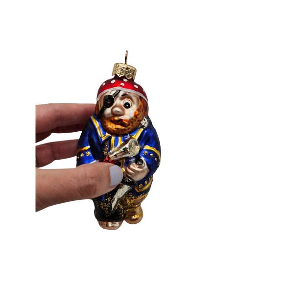 Old World Christmas Vintage Pirate with Peg Leg Glass Ornament Glitter Poland - Picture 2 of 6